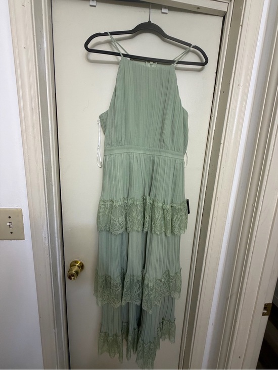 Lulus Dresses & Skirts - Lulu's Light Sage Tiered Pleated Lace Maxi Dress